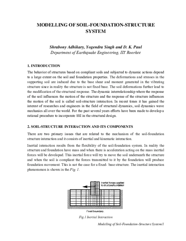 Pdf Modelling Of Soil Foundation Structure System 1 Modelling Of Soil