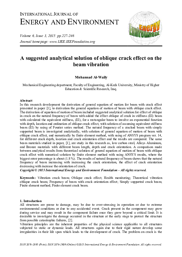 (PDF) A suggested analytical solution of oblique crack effect on the ...