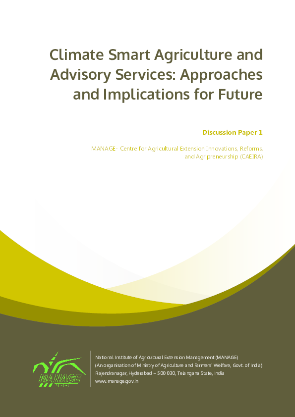(PDF) Climate Smart Agriculture and Advisory Services: Approaches and ...