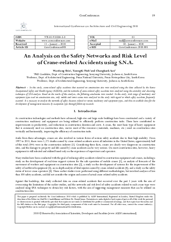 (PDF) An Analysis on the Safety Networks and Risk Level of Crane ...