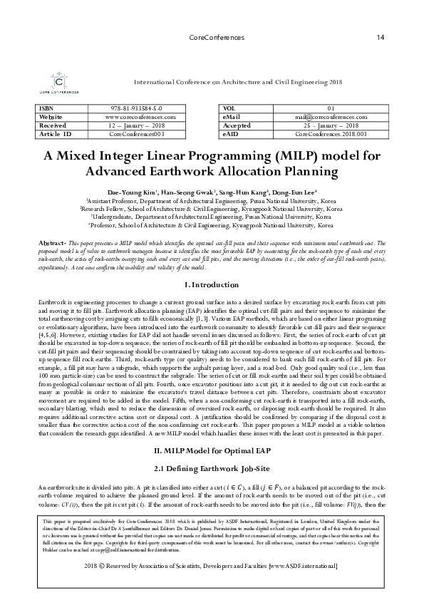 (PDF) A Mixed Integer Linear Programming (MILP) model for Advanced ...