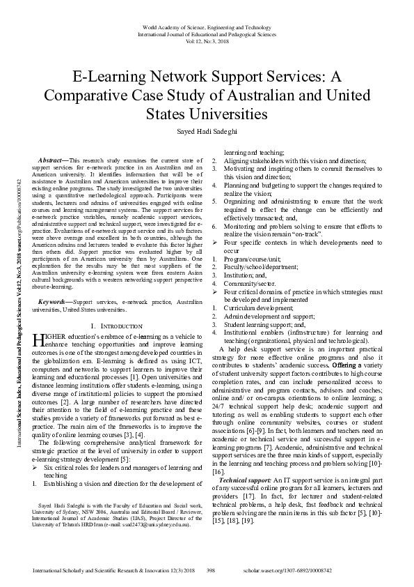(PDF) E Learning Network Support Services A Comparative Case Study of ...