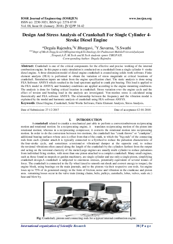 DESIGN AND ANALYSIS OF CRANKSHAFT FOR FOUR CYLINDER DEISEL ENGINE ...