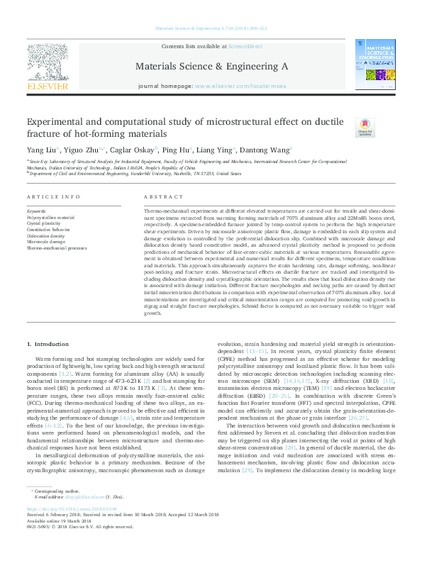 (PDF) Experimental and computational study of microstructural effect on ...