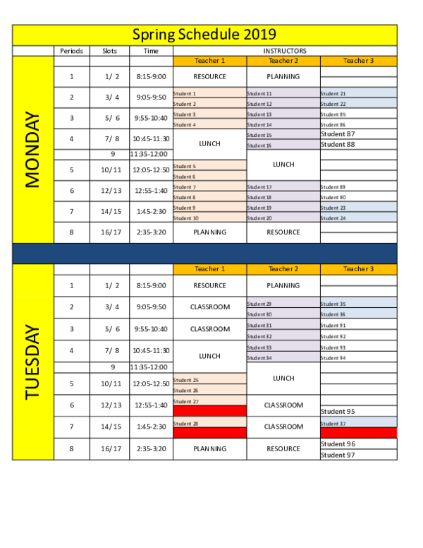 (XLS) Sample BTW Schedule Austin Scott Academia.edu