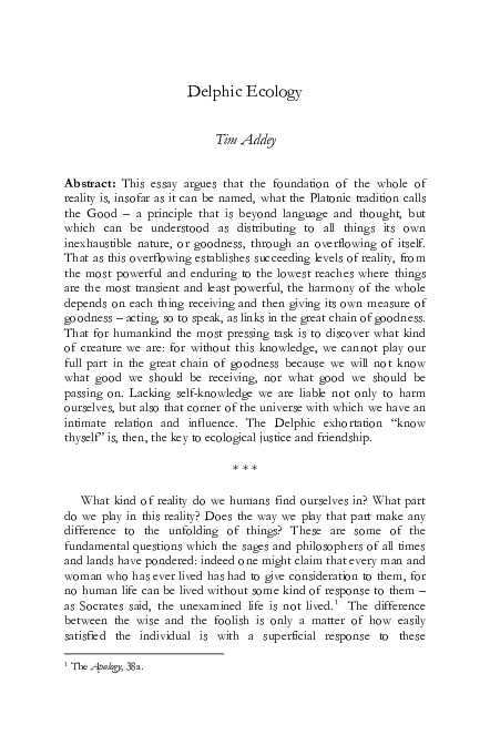 (PDF) Delphic Ecology