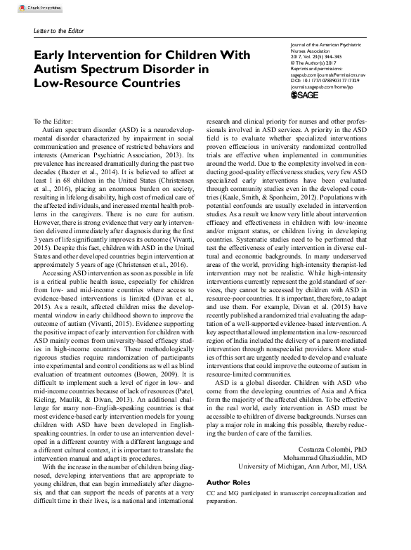 (PDF) Early Intervention for Children With Autism Spectrum Disorder in ...