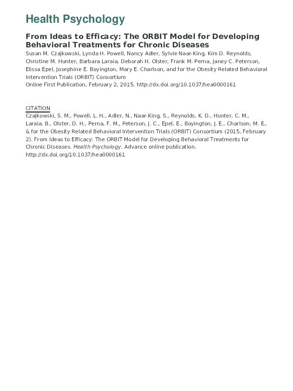 (PDF) Health Psychology From Ideas to Efficacy: The ORBIT Model for ...