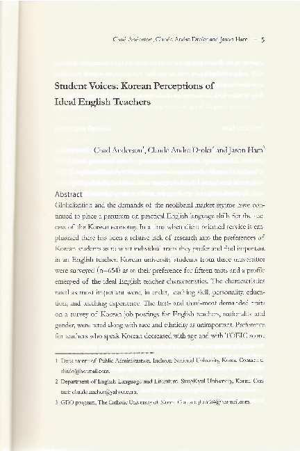 (PDF) Student Voices: Korean perceptions of Ideal English Teachers