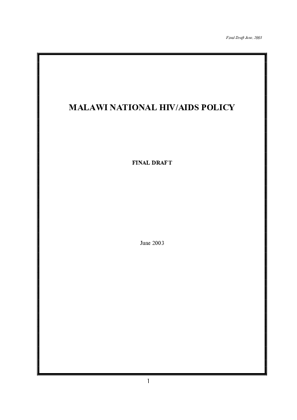 (PDF) MALAWI NATIONAL HIV/AIDS POLICY