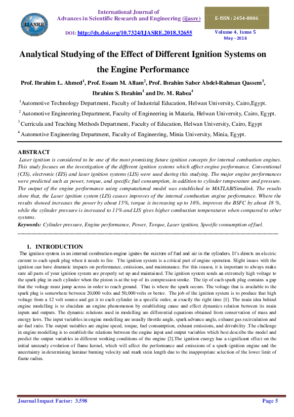 (PDF) Analytical studying of the effect of different ignition systems on the engine performance