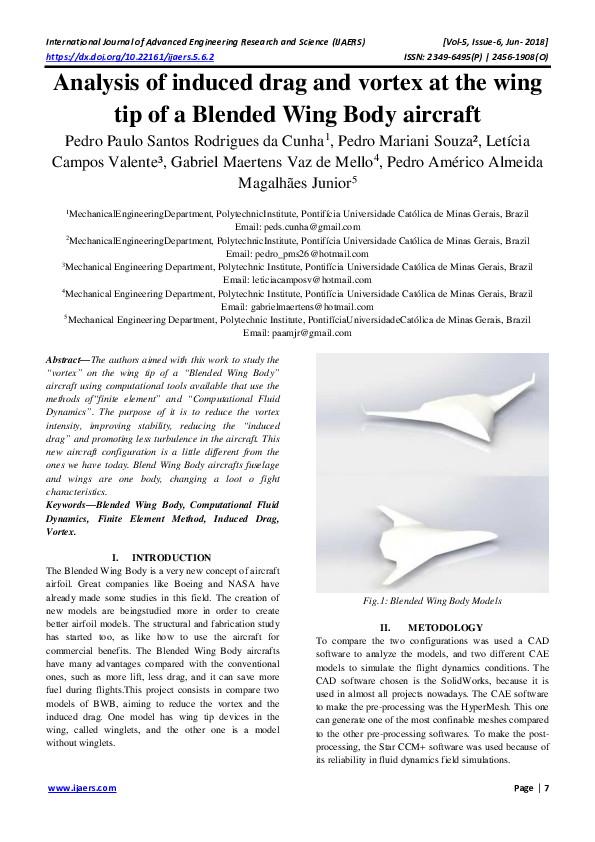 (PDF) Analysis of induced drag and vortex at the wing tip of a Blended ...