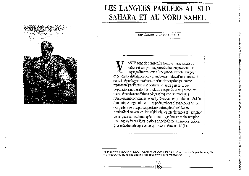 (PDF) Les langues parlées au sud Sahara et au nord Sahel
