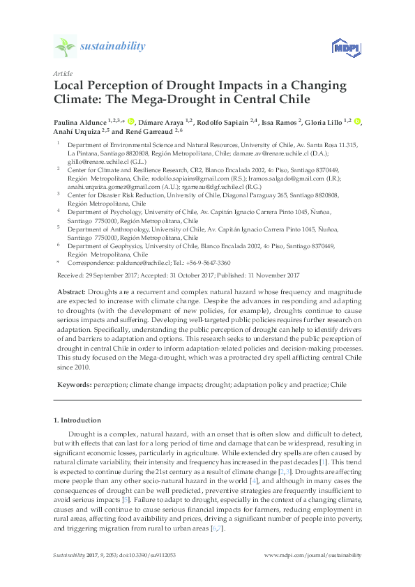 (PDF) Local Perception of Drought Impacts in a Changing Climate: The ...