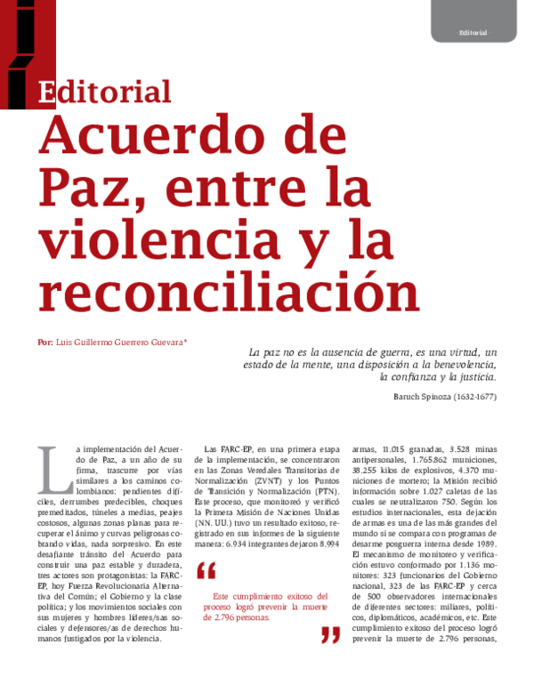 (PDF) ACUERDO DE PAZ, ENTRE LA VIOLENCIA Y LA RECONCILIACIÓN