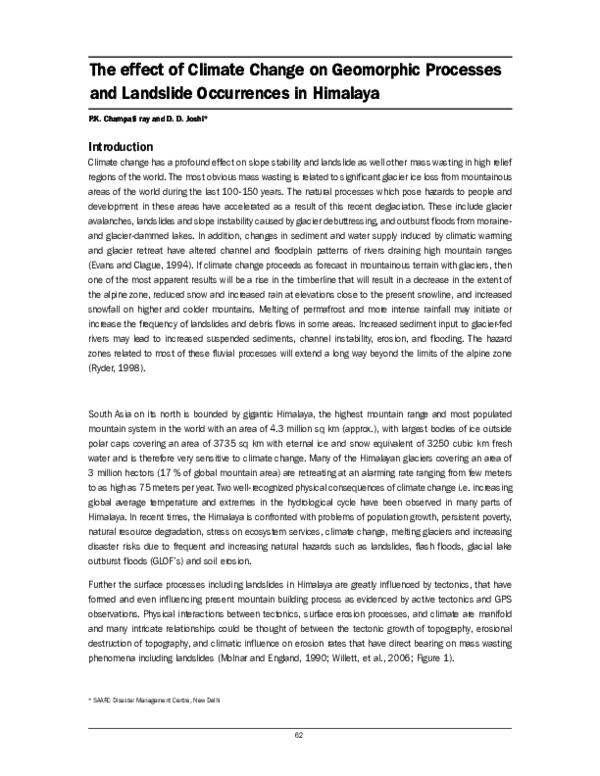 (PDF) The effect of Climate Change on Geomorphic Processes and ...
