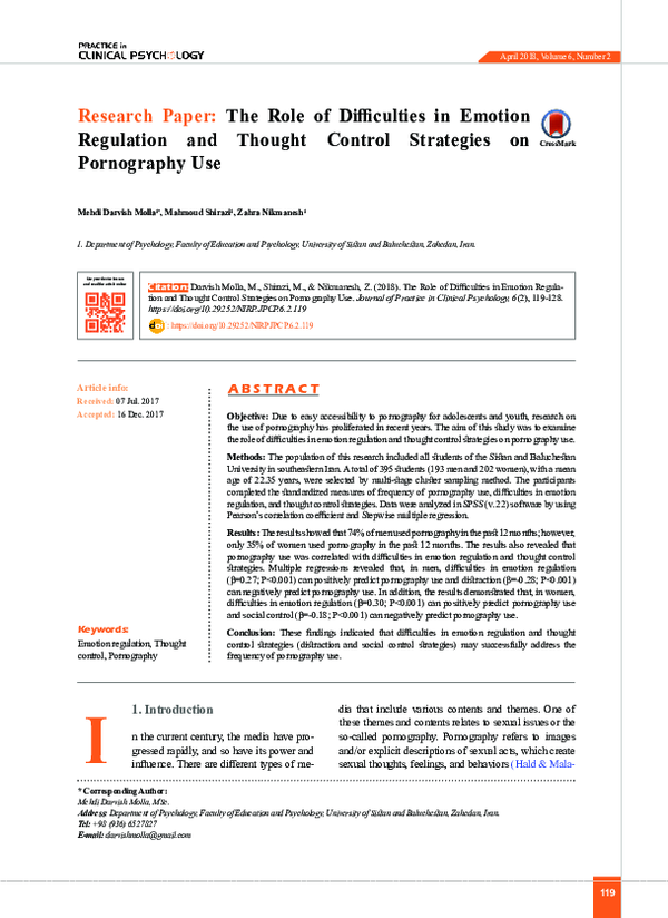 (PDF) The Role of Difficulties in Emotion Regulation and Thought ...