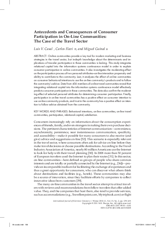 (PDF) Antecedents and Consequences of Consumer Participation in On-Line ...