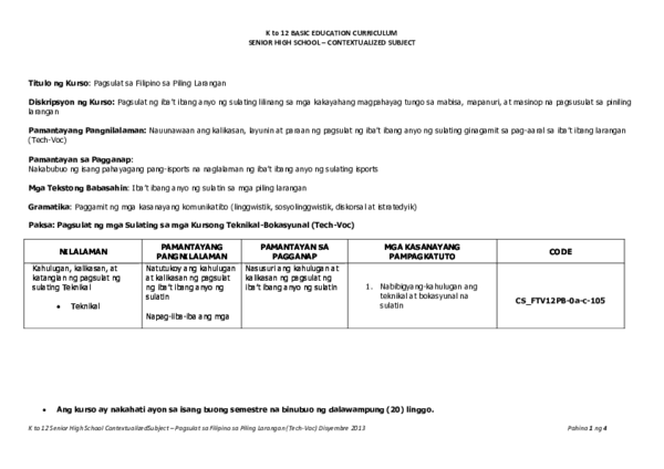 (PDF) K to 12 BASIC EDUCATION CURRICULUM SENIOR HIGH SCHOOL ...