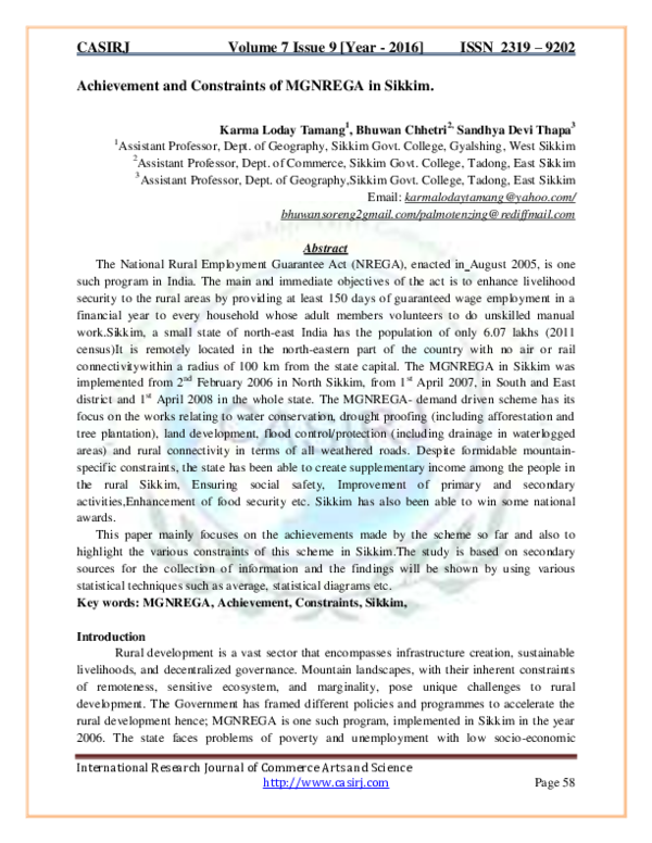 review literature nrega project