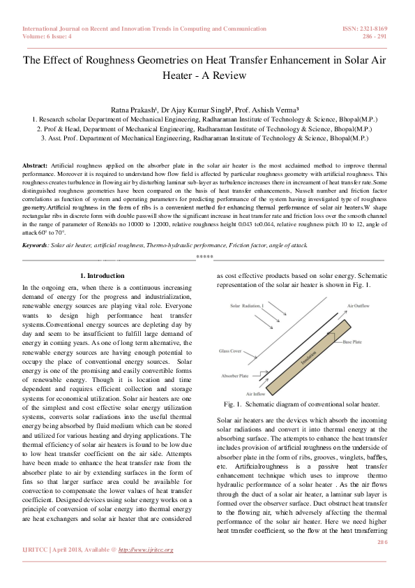 (PDF) The Effect of Roughness Geometries on Heat Transfer Enhancement ...