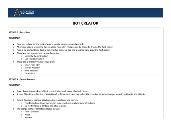(PDF) BOT CREATOR LESSON 1 -Recorders