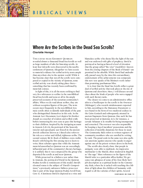(PDF) Where Are the Scribes in the Dead Sea Scrolls