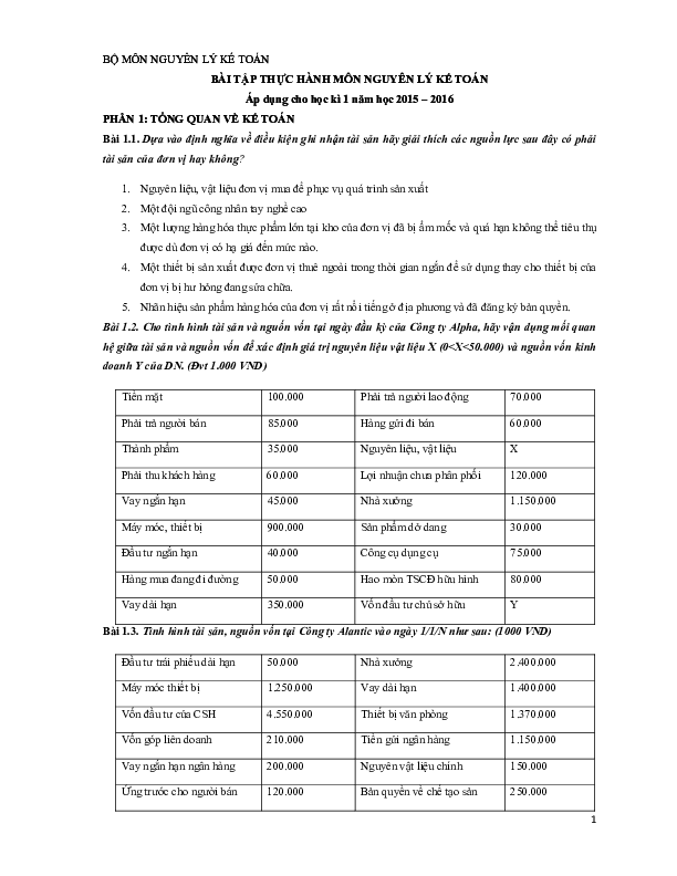 (PDF) Bai tap Nguyen ly ke toan 1
