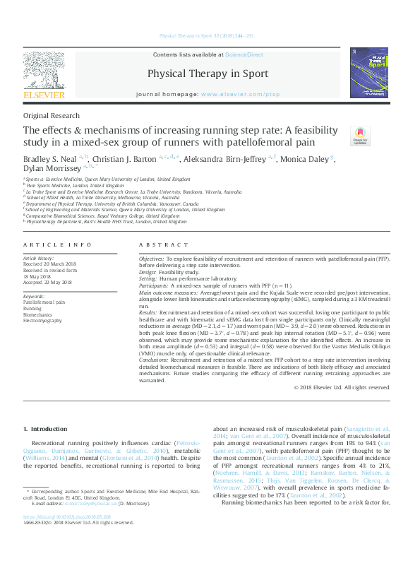 (PDF) The effects & mechanisms of increasing running step rate: A ...