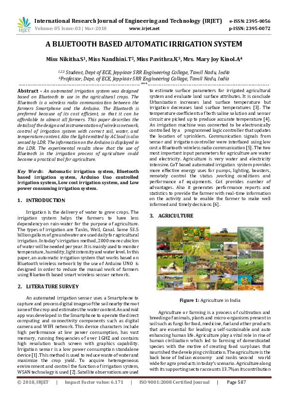 (PDF) A BLUETOOTH BASED AUTOMATIC IRRIGATION SYSTEM IRJET Journal