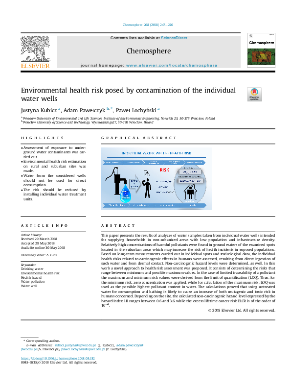 (PDF) Environmental health risk posed by contamination of the ...