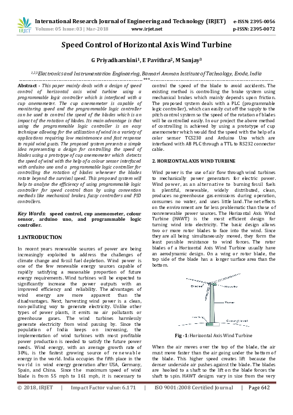 (PDF) Speed Control of Horizontal Axis Wind Turbine
