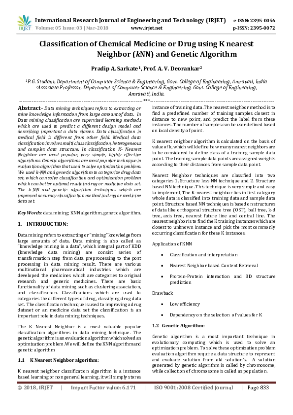 (PDF) Classification of Chemical Medicine or Drug using K nearest ...