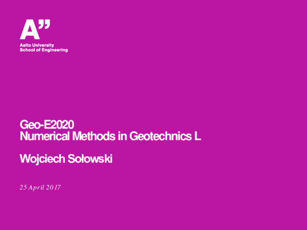 (PDF) Geo-E2020 Numerical Methods in Geotechnics L