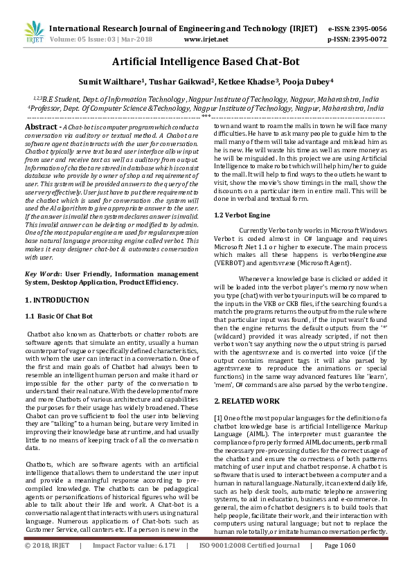 (PDF) Artificial Intelligence Based Chat-Bot