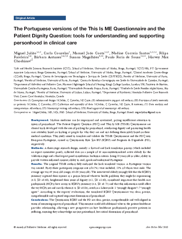 (PDF) The Portuguese versions of the This Is ME Questionnaire and the