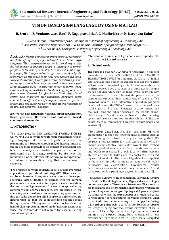 (PDF) VISION BASED SIGN LANGUAGE BY USING MATLAB