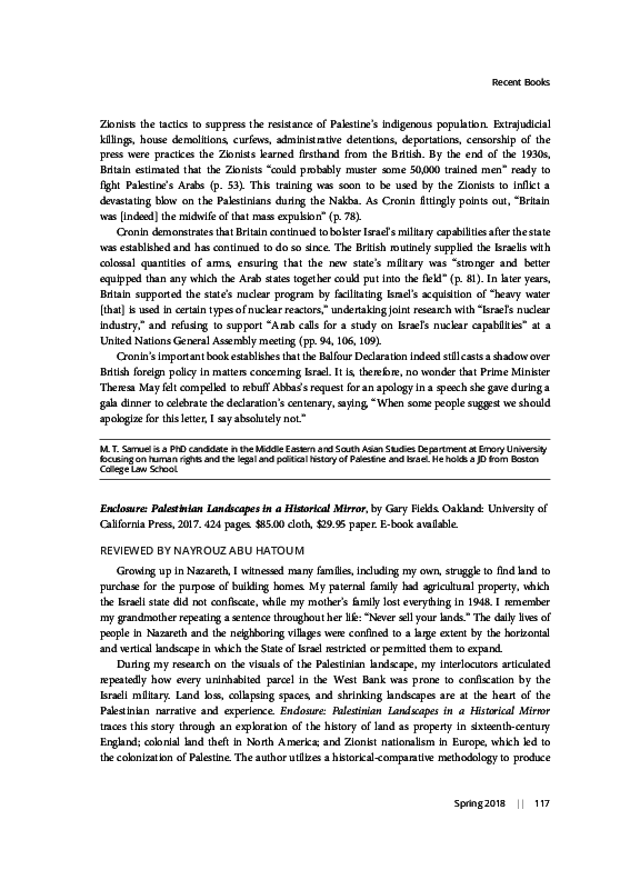 Pdf Fields Gary Enclosure Palestinian Landscapes In A Historical Mirror By Oakland University Of California Press 2017 Journal Of Palestine Studies 47 3 Nayrouz Abu Hatoum Academia Edu