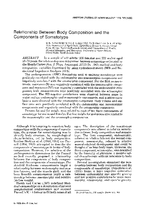 (PDF) Relationship between body composition and the components of ...