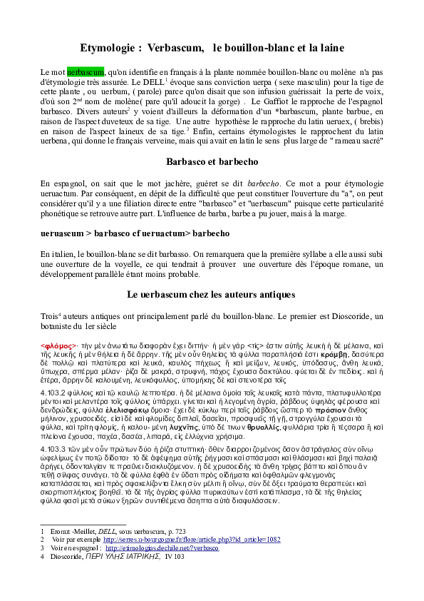 (PDF) Étymologie Verbascum, le bouillonblanc et la laine Marquus