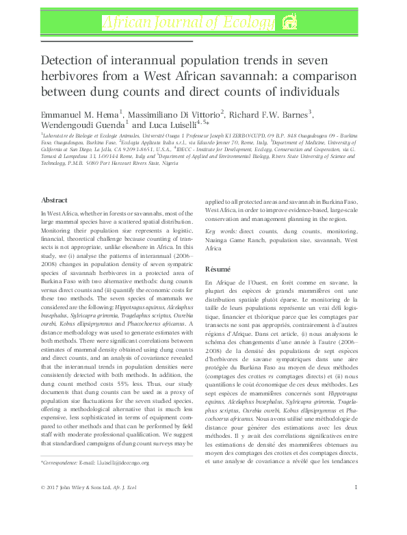 (PDF) Detection of interannual population trends in seven herbivores ...