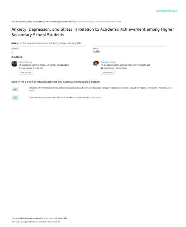 (PDF) Anxiety, Depression, and Stress in Relation to Academic ...