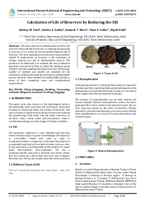 (PDF) Calculation of Life of Reservoir by Reducing the Silt IRJET Journal Academia.edu