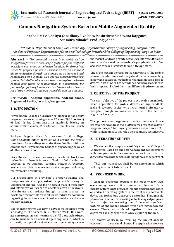 (PDF) Campus Navigation System Based on Mobile Augmented Reality