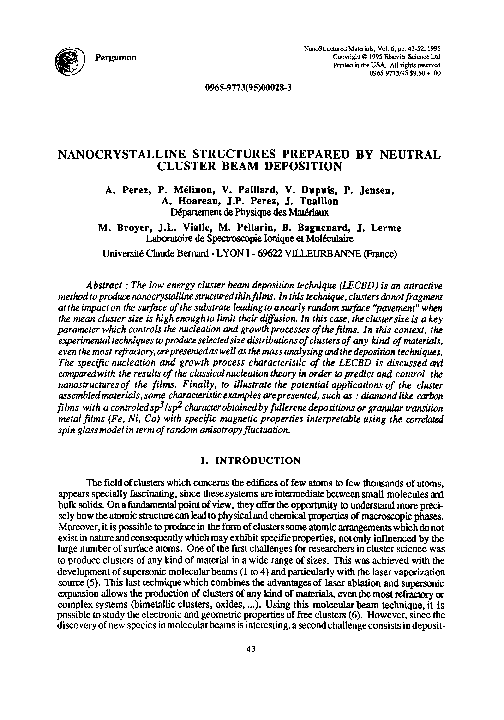 (PDF) Nanocrystalline structures prepared by neutral cluster beam ...