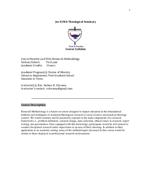 (DOC) DMin Research Course outline