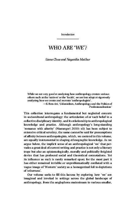 (PDF) Introduction: Who Are 'We'?