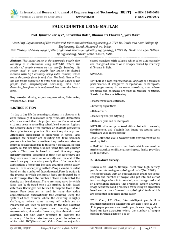 (PDF) FACE COUNTER USING MATLAB IRJET Journal Academia.edu