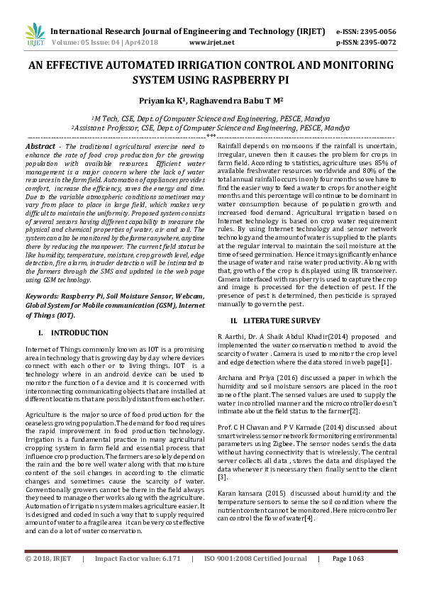 (PDF) AN EFFECTIVE AUTOMATED IRRIGATION CONTROL AND MONITORING SYSTEM ...