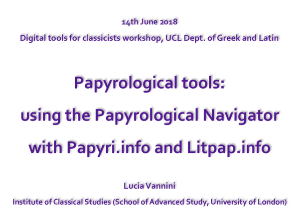 (PDF) Papyrological tools: using the Papyrological Navigator with ...